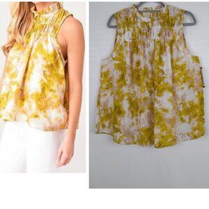 Joie Size XL Summer Porcelain Print Sleeveless High Neck Ruffle Blouse NWT